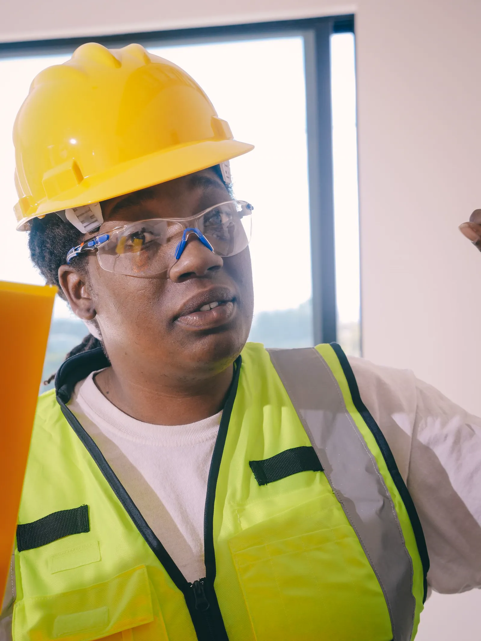 A construction professional at an active work site